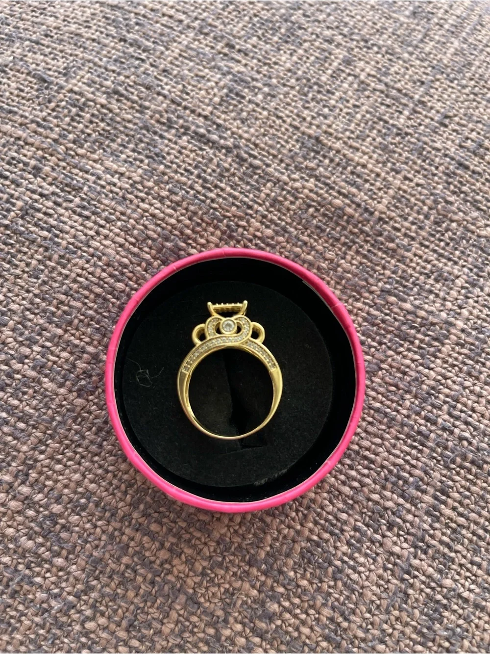 Sharper Image Gold Pavé Square-Top Statement Ring